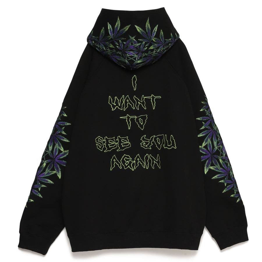 MAYO Devil Skull Embroidery Hoodie - BLACK / GREEN