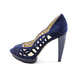 Nine West Speed Up Womens Size 9.5 Blue Suede Platforms Heels Shoes