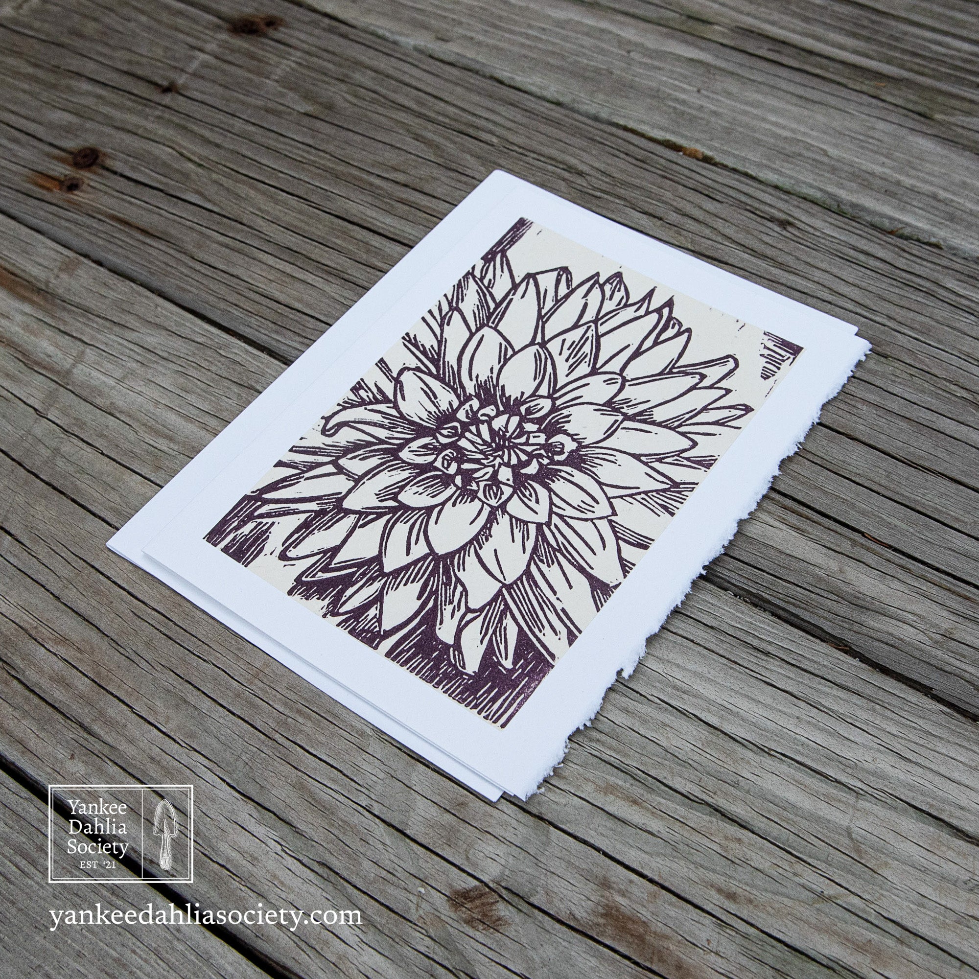 Product image - 5"x7" Card:  Wood Block Print Dahlia