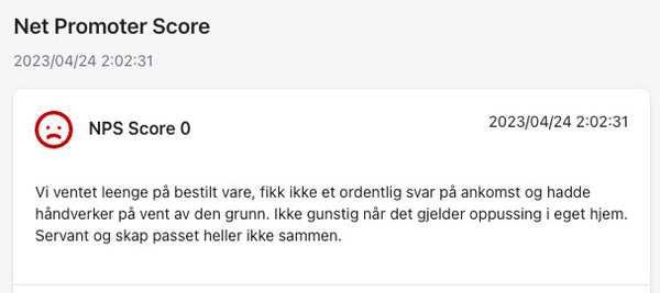 NPS Score 0 våre 3 verste tilbakemeldinger - vi levde ikke opp til forventningene