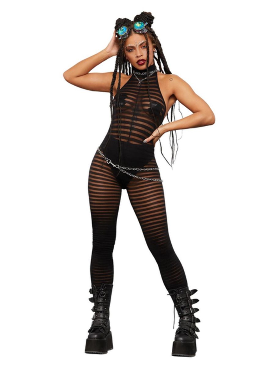 Fever Sleeveless Striped Body Stocking