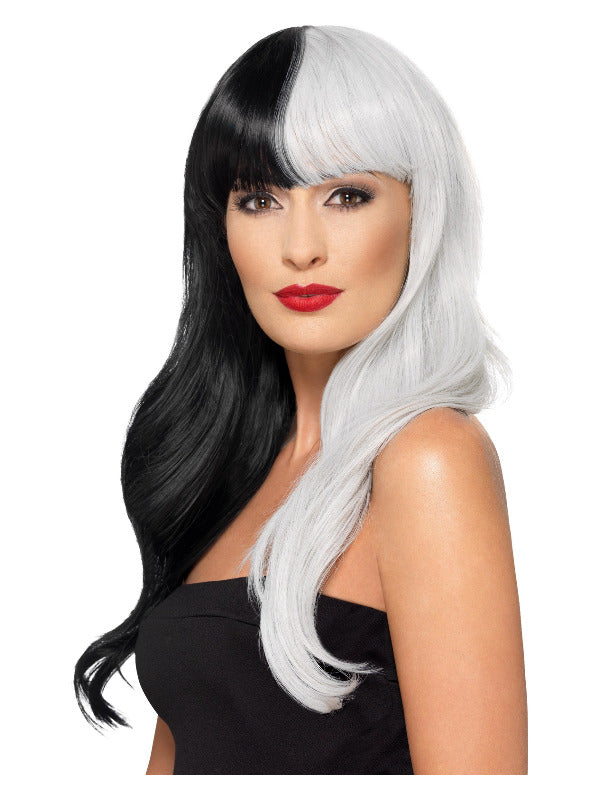 Deluxe Wig, Half & Half With Fringe & Grey