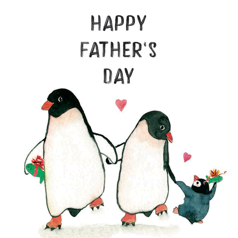 Free printable download penguin family happy father's day card from Liyana Studio