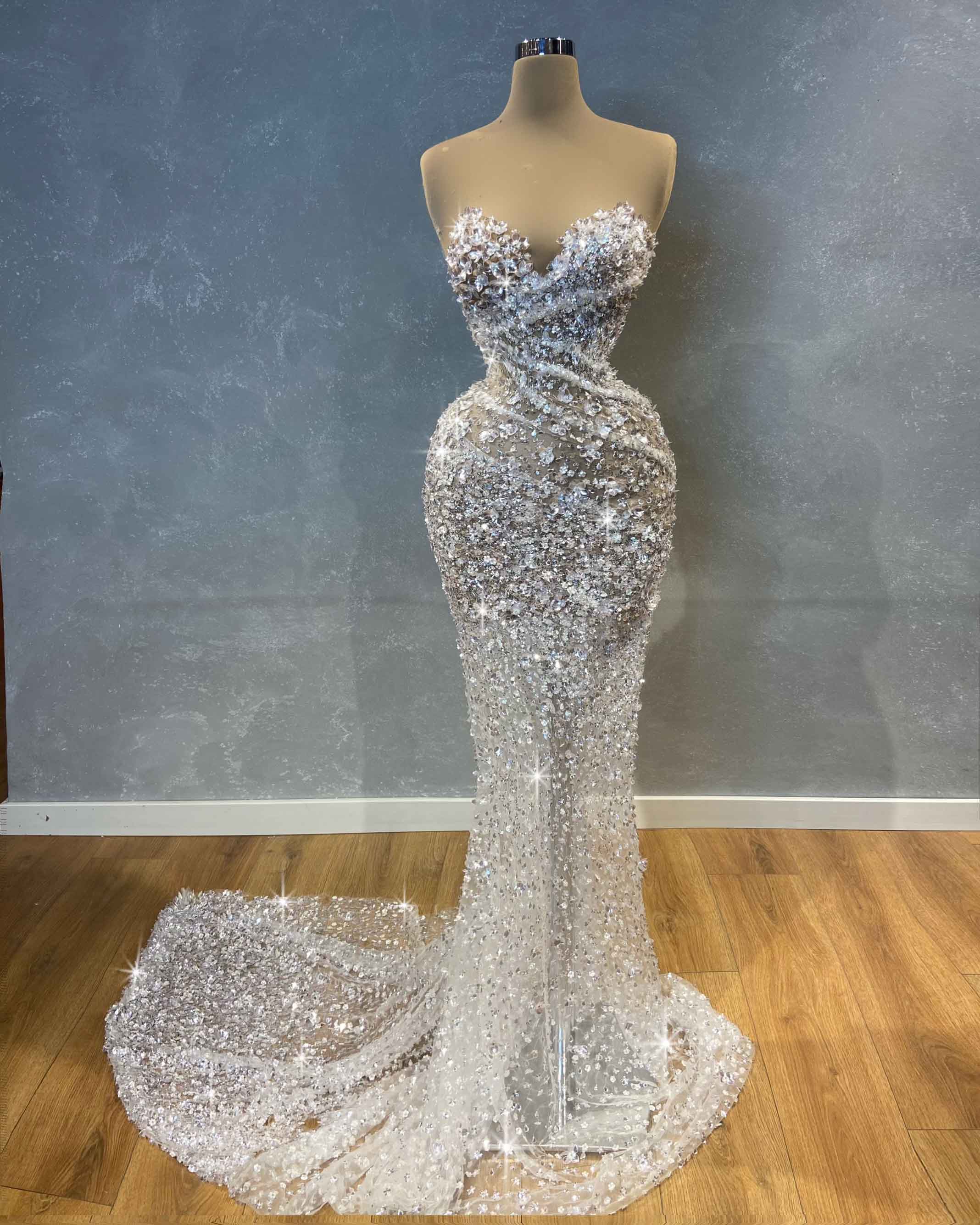 Strapless Embellished Trumpet Wedding Gown – Walone Fashion