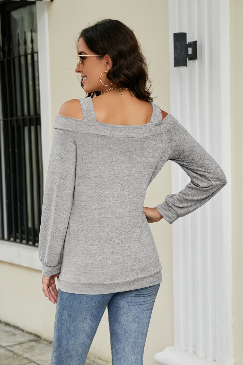 Cutout Cold-Shoulder Top - Womens Casual - -Long sleeve cold shoulder top#Firefly Lane Boutique1