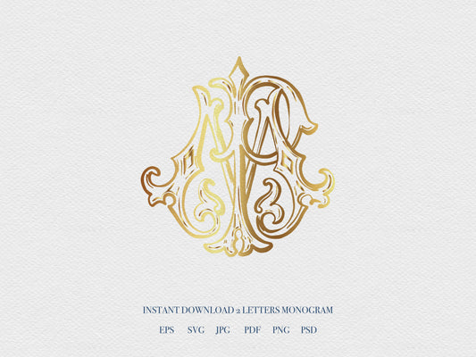 FC 2 Letter Monogram Digital Download - Wedding Monogram SVG