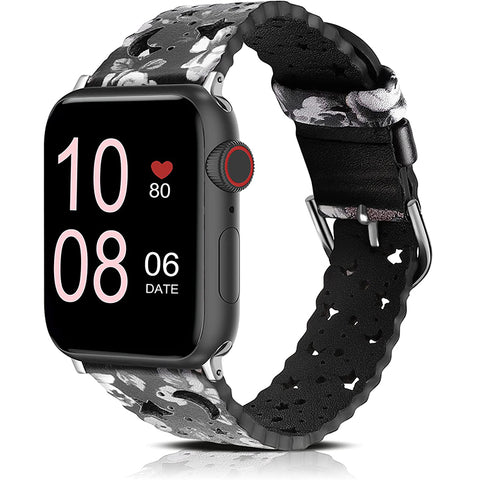 Wearlizer Leather Band Compatible with Apple Watch Band Women 38mm 40mm  41mm , Dressy Leather Strap with D-Shape Metal Buckle for iWatch Bands  Series 8 SE 7 6 5 4 3 2 1 