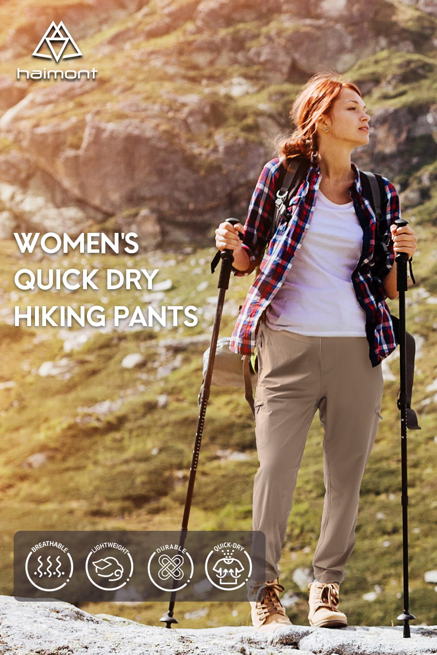 Haimont Women's Quick Dry Hiking Cargo Pants with Zip Pockets
