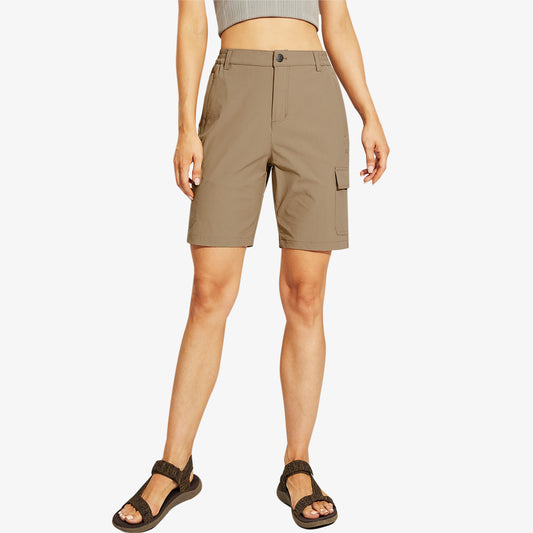 Haimont Women's 5 Hiking Shorts Quick Dry Stretch Shorts, Khaki / 2XL
