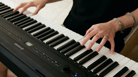 playing Donner digital piano