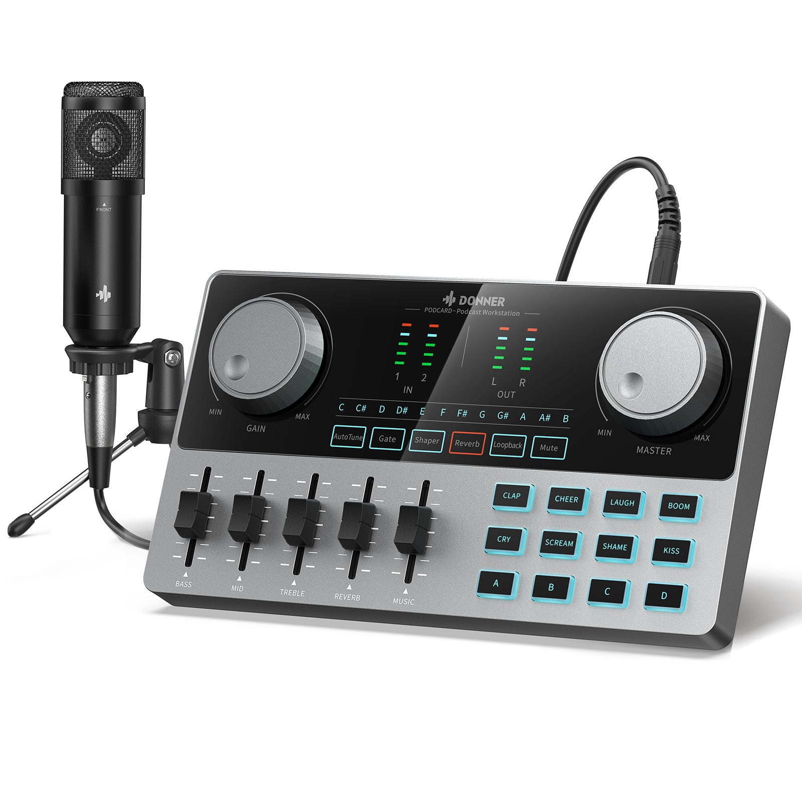 Donner Podcast Equipment Bundle - Silbergrau