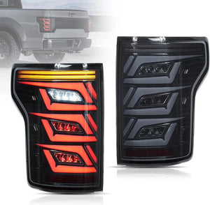 15-20 Ford F150 13th Gen Vland LED Tail Lights With Sequential Red Turn Signal Smoked - F1 Truck Mods