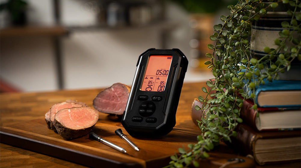 Ensemble de thermomètre à viande numérique sans fil, portée de 152,4 m,  thermomètre de cuisson à lecture instantanée avec 4 sondes et injecteur de