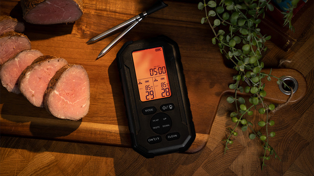 Thermomètre alimentaire numérique à écran tactile pour viande, volaille,  poisson, cuisson dans une poêle, fumoir, four, barbecue, grill avec écran  LCD couleur sensible, toutes les températures et modes de minuterie,  meilleurs résultats