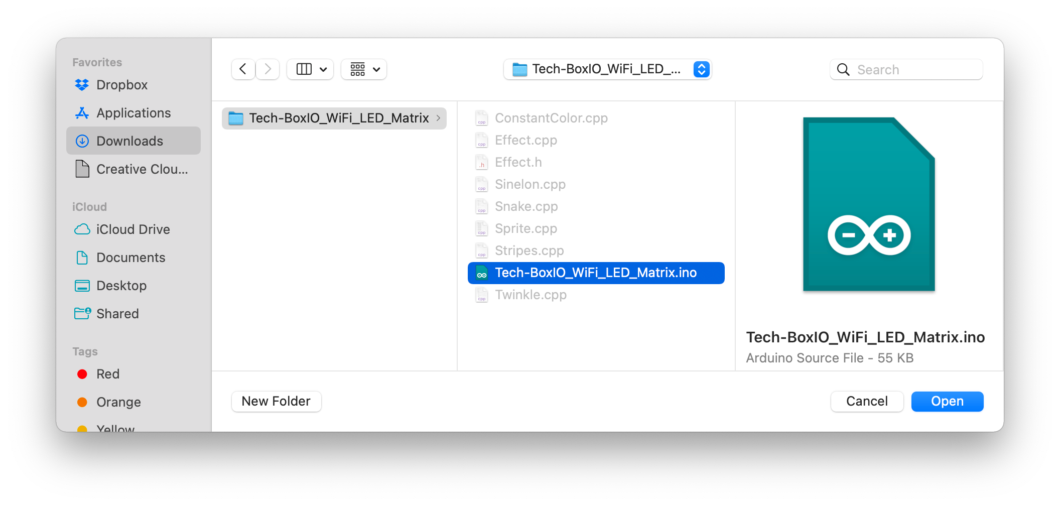 Open Arduino Sketch MacOS