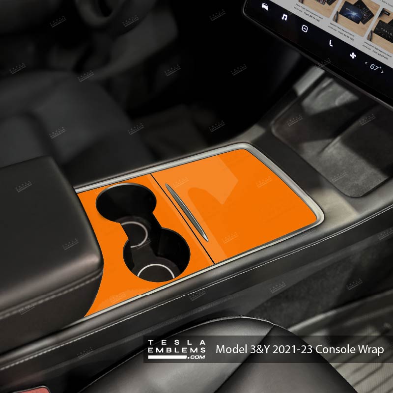3M Gloss Deep Orange | Gen2 Tesla Center Console Wrap Kit | Model 3 '21-24 & Model Y '21-25