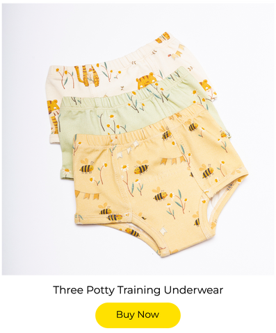 Three potty training underpants with bees prints