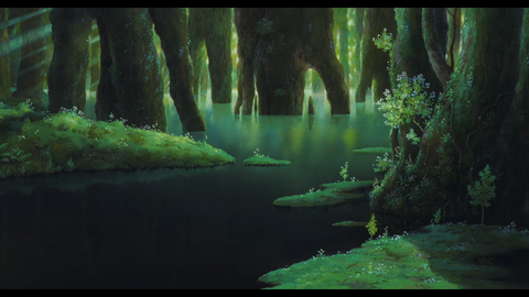 princess mononoke magical forest lake scene