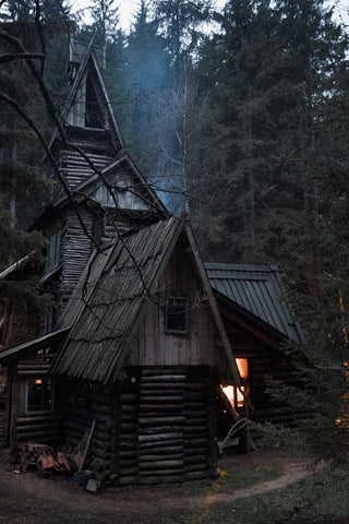 dark cottage with in the forest
