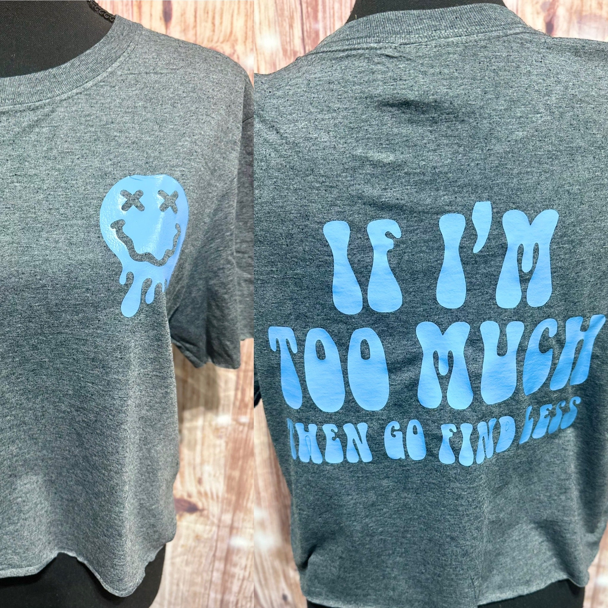 Blue Too Much Crop T-Shirt