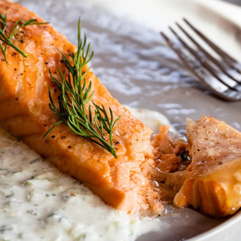 Roasted Salmon with Tzatziki Sauce