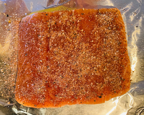 Raw Salmon covered with Dry Spices
