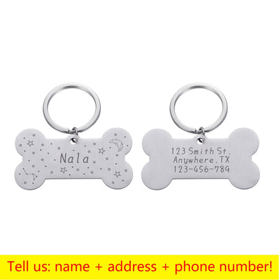 Personalized Collar Pet ID Tag Engraved name for Cat Puppy Dog Tag Pendant Keyring
