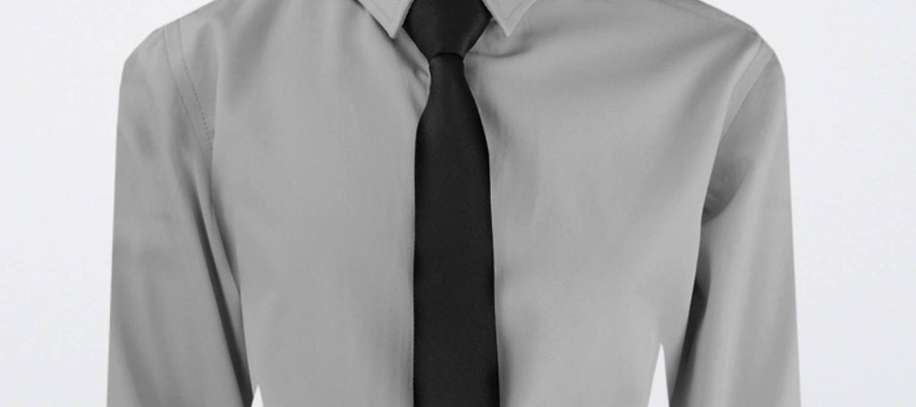 Camisa gris con corbata negra