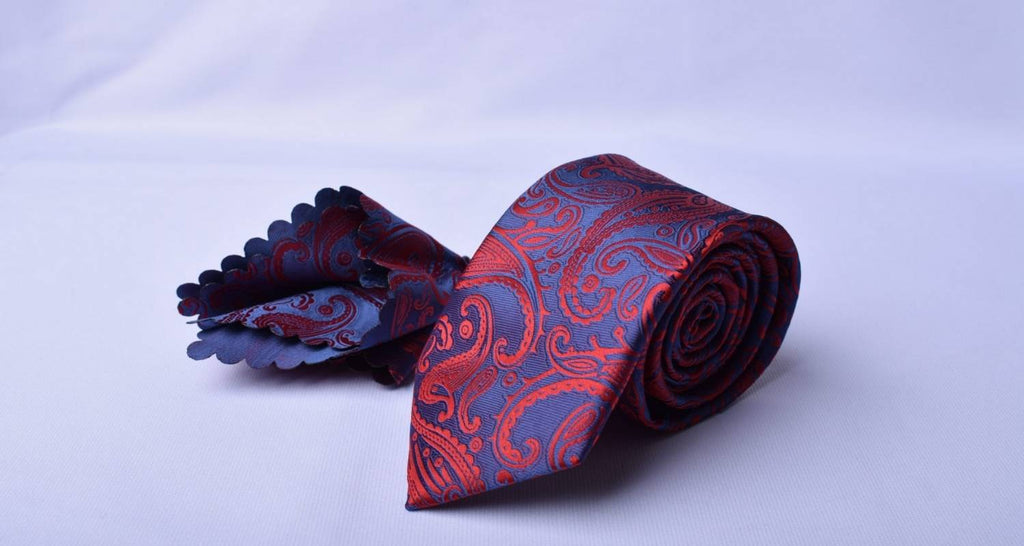 Violette Krawatte mit Rot und Blau