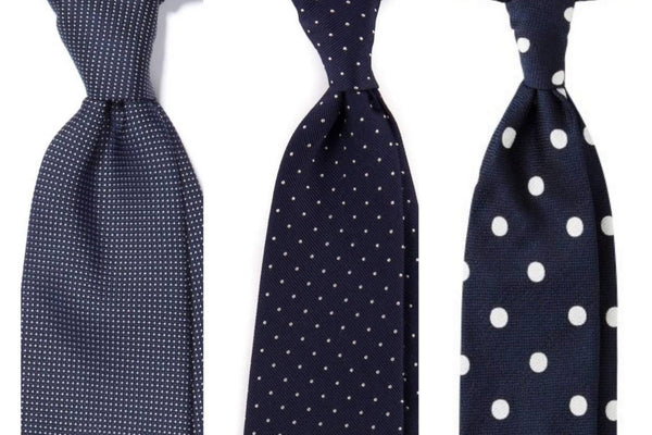 Diversi tipi di cravatte a pois