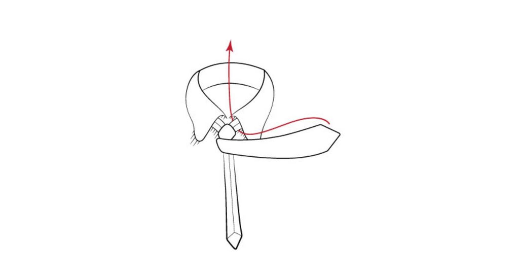 Instrucciones para hacer el nudo Pratt paso 4