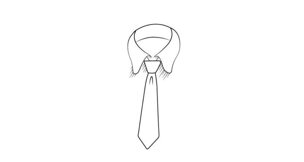 Nehmen Sie das breite Ende der Krawatte und ziehen Sie es durch die Schlaufe vor der Krawatte nach unten.
