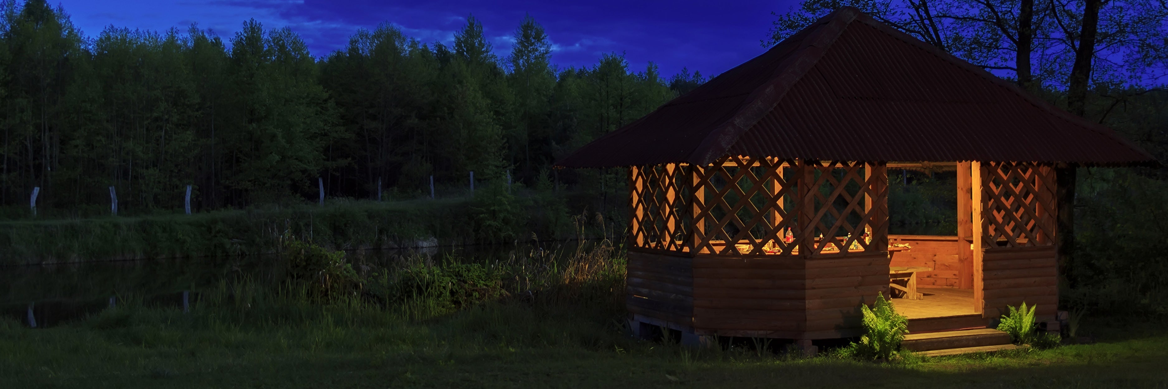 Gazebo lit by LED strip light