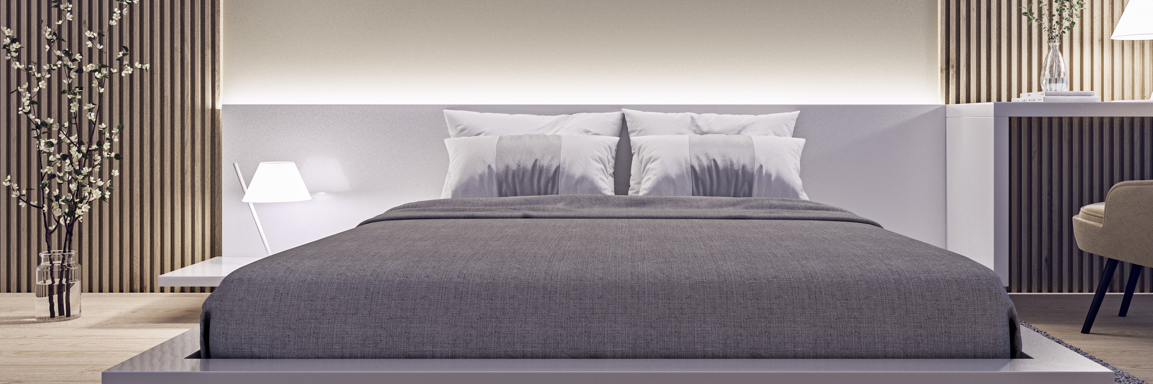 Headboard with LED strip light