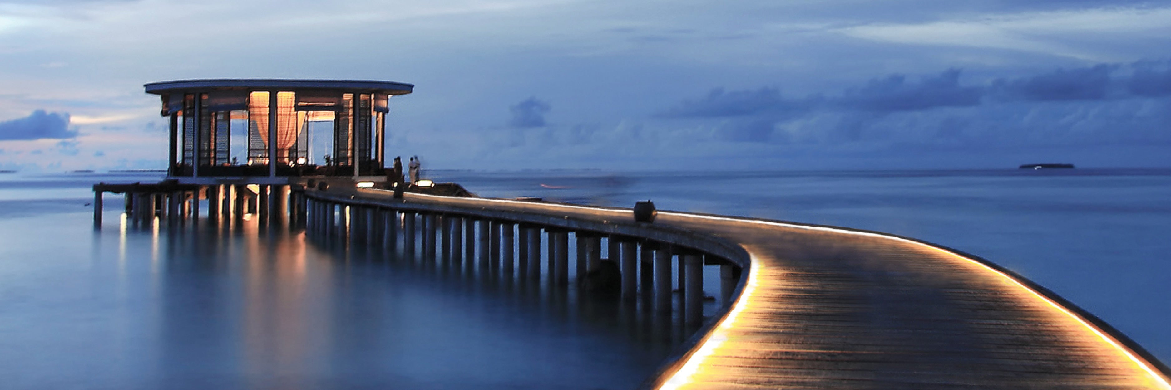 Pier being lit by outdoor LED strip lights