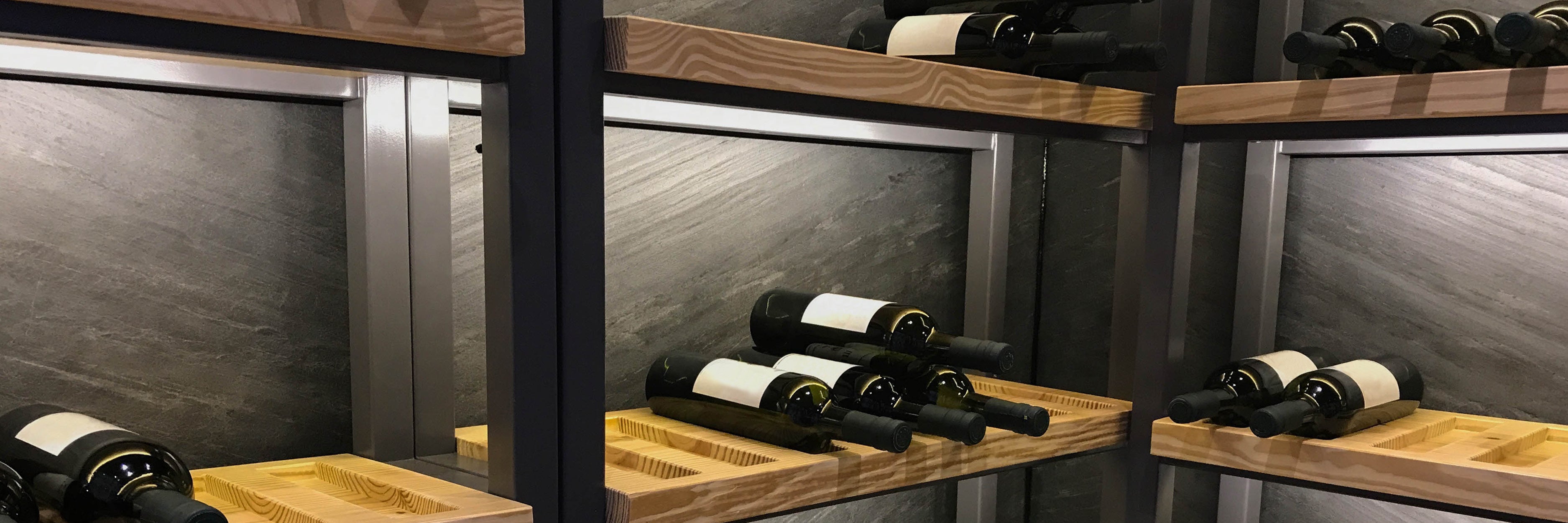 Wine Racks lit by LED strip light