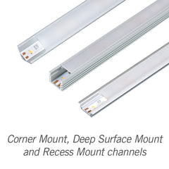 Corner Mount, Deep Surface Mount and Recess Mount channels
