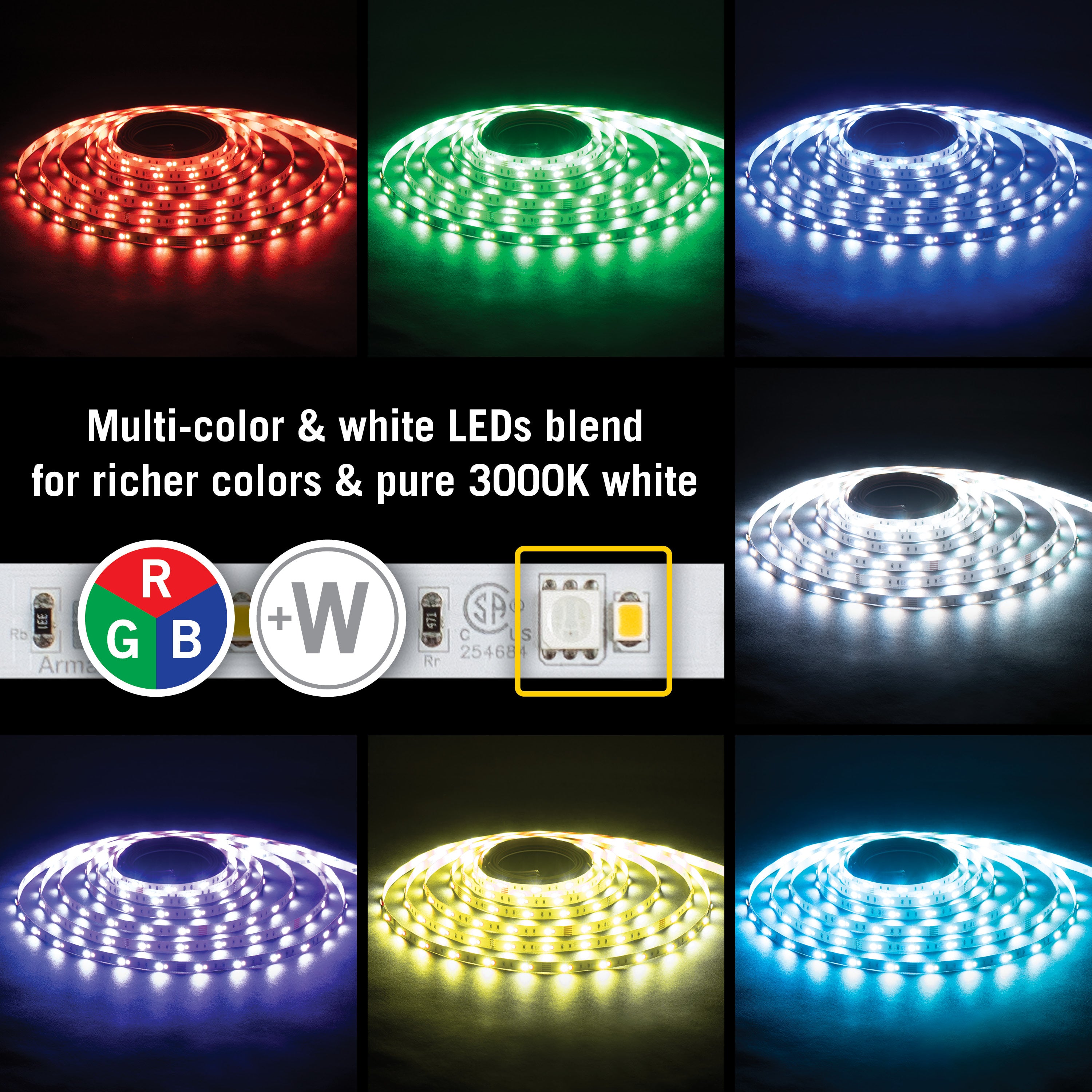 24V RGB+W LED Strip Light 60 + 60 LED/m – Armacost Lighting