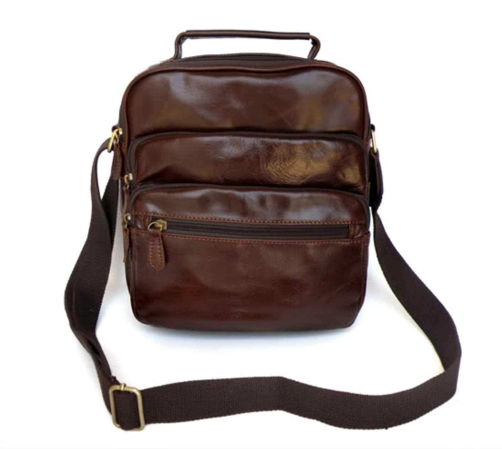 Vintage 100% Genuine Leather Men's Shoulder Bag Cross Body Bag iPad Bag ...