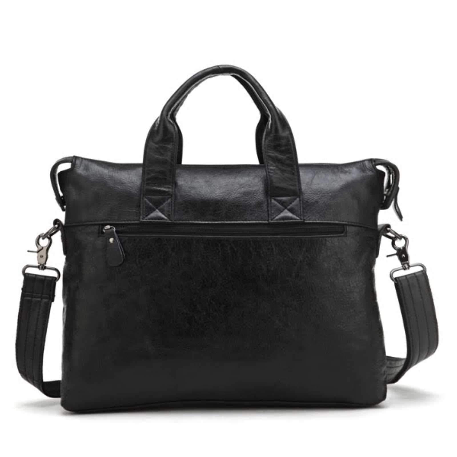 Men's Genuine Leather JM078-AU Vintage Black Briefcase Laptop Bag ...