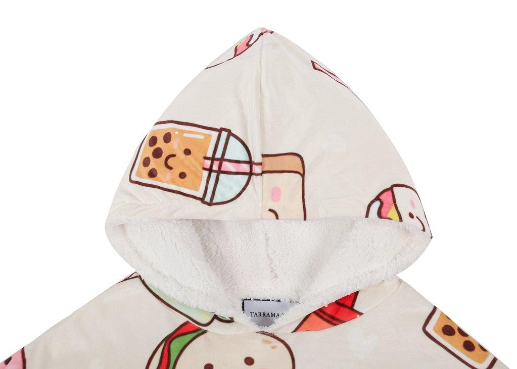 Reversible Hoodie Blanket Unisex Food Pattern - Super Buyer