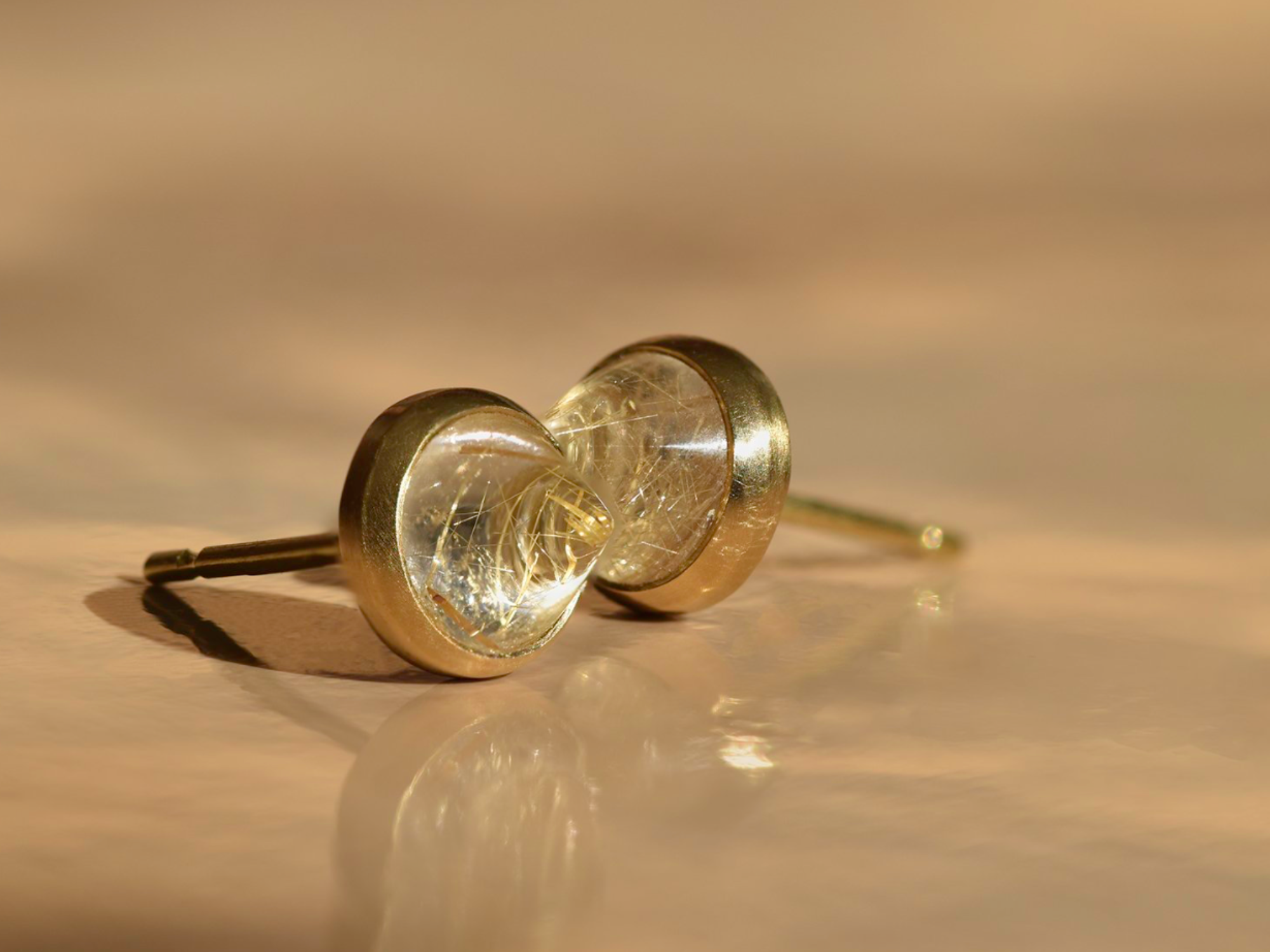 Rutile quartz stud earrings by Shivani Chorwadia