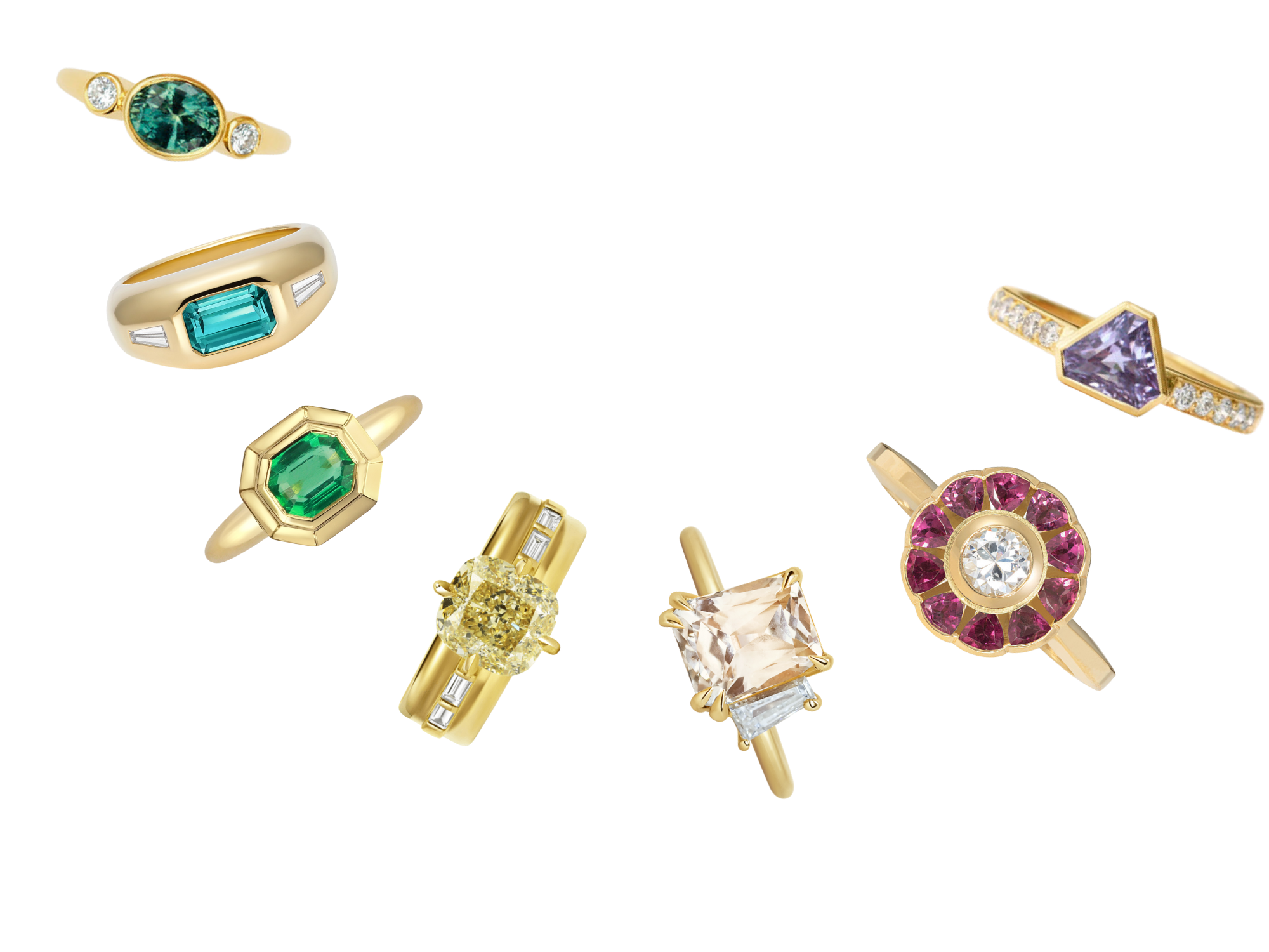 Coloured gemstone rings