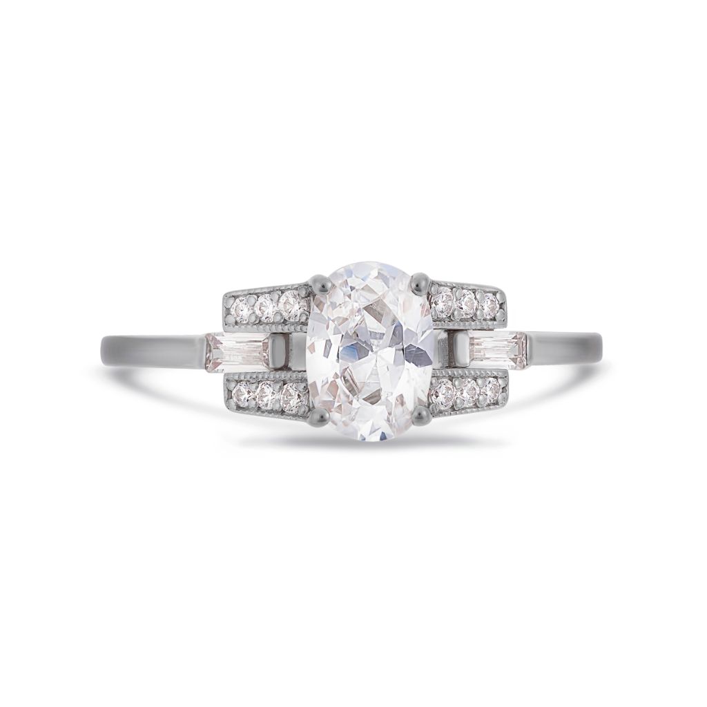 Oval Art Deco engagement ring 
