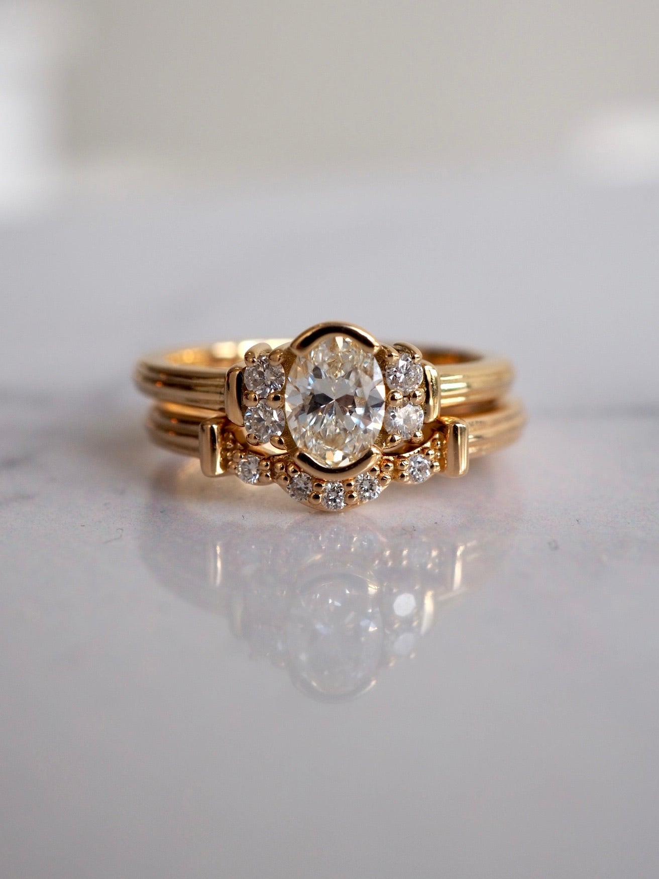 V by Laura Vann Oval Engagement Ring in Yellow Gold 