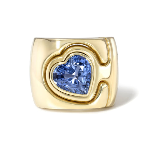 blue sapphire chunky gold ring by retrouvai