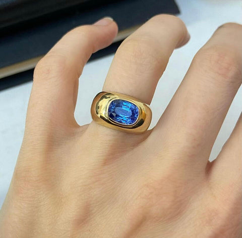 Large blue sapphire ring by Jessie Thomas