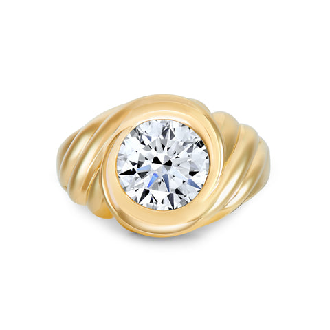 Lab grown diamond ring in a chunky gold setting