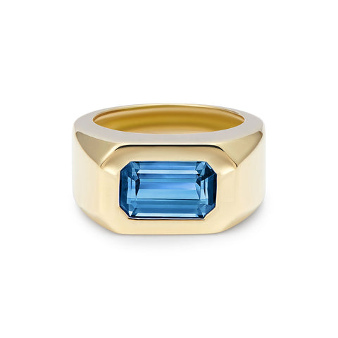 Minka ring in blue tourmaline and yellow gold 