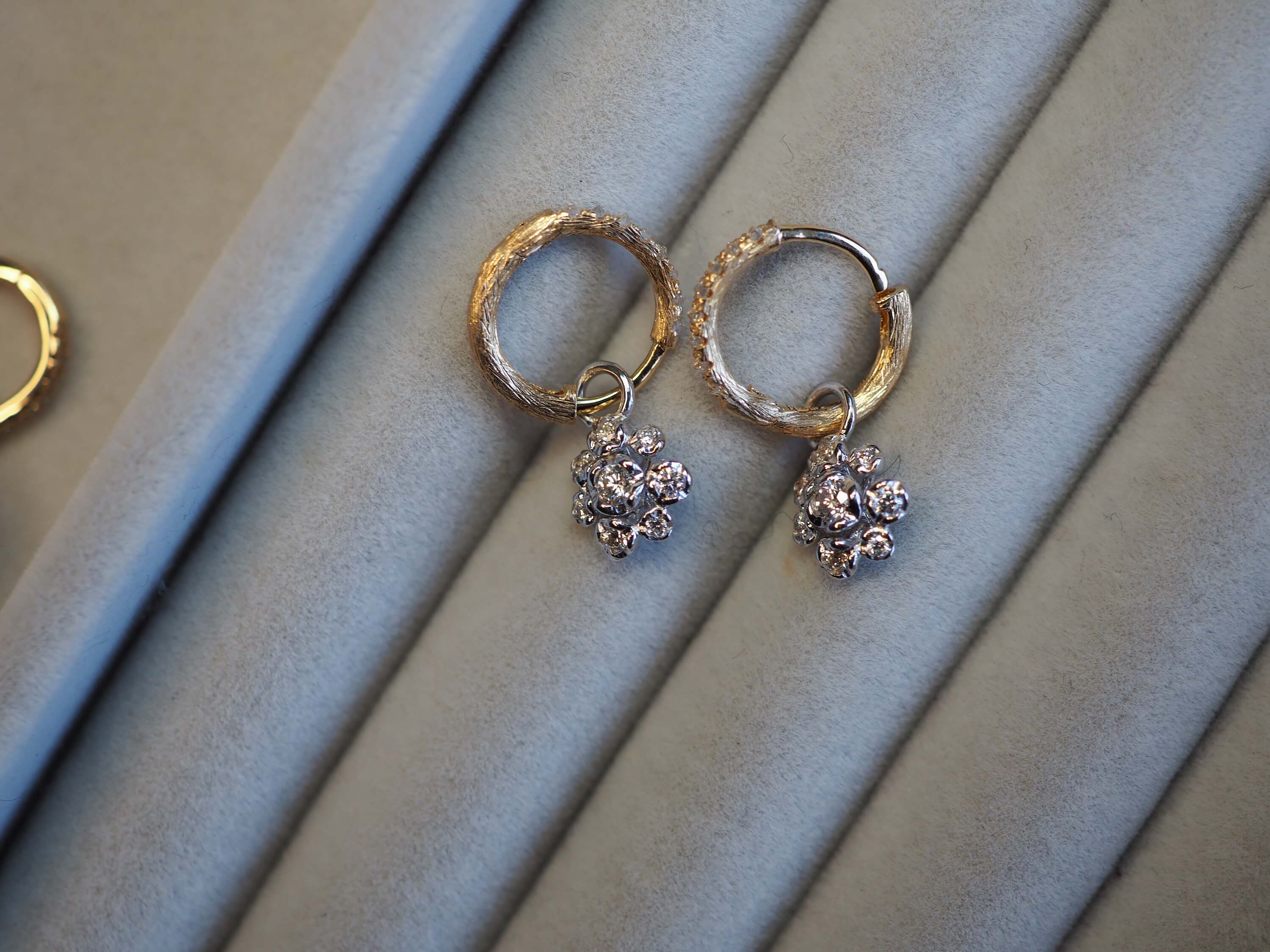 Marguerite Earrings in 18k gold and diamond